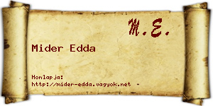 Mider Edda névjegykártya